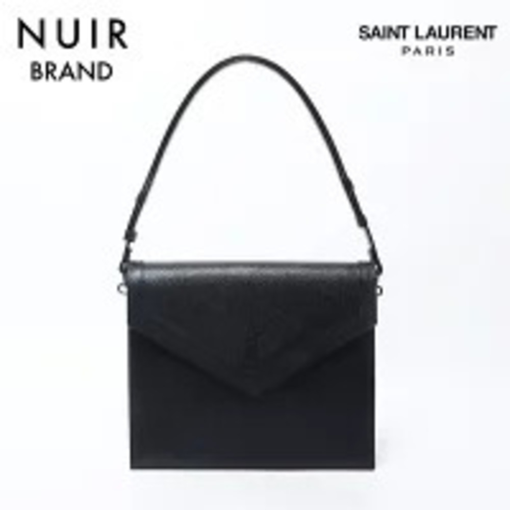 Yves Saint Laurent logo leather One Shoulder Hobo handbag black